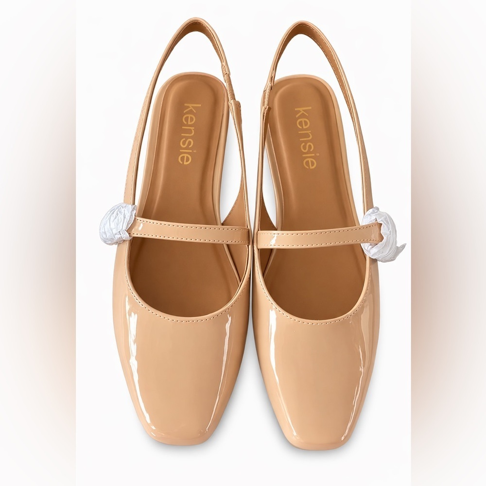 Kensie Felicity Patent Mary Jane Flats Size 7 NEW Cream Patent Leather - Picture 1 of 4